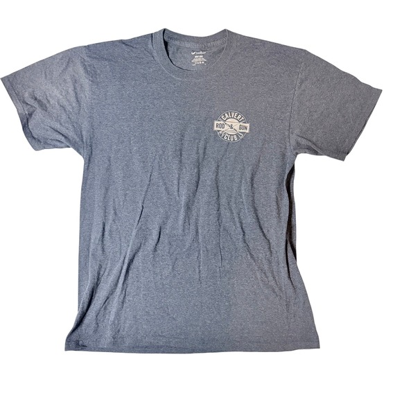 Port & Company Other - Calvert rod & gun club Mens Large T Shirt Gray Short Sleeve Graphic Tee